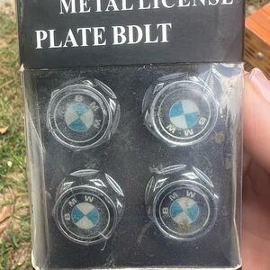 BMW Metal License Plate Bolts - Silver and Blue